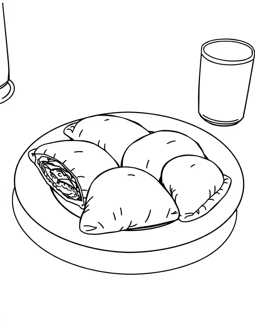 (Argentina) A plate of golden-brown empanadas (stuffed pastries) on a table, ready to eat.
