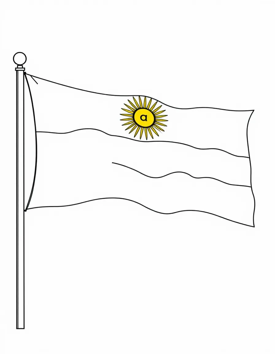 (Argentina) Argentina’s flag (blue and white stripes with a golden sun) waving on a flagpole.