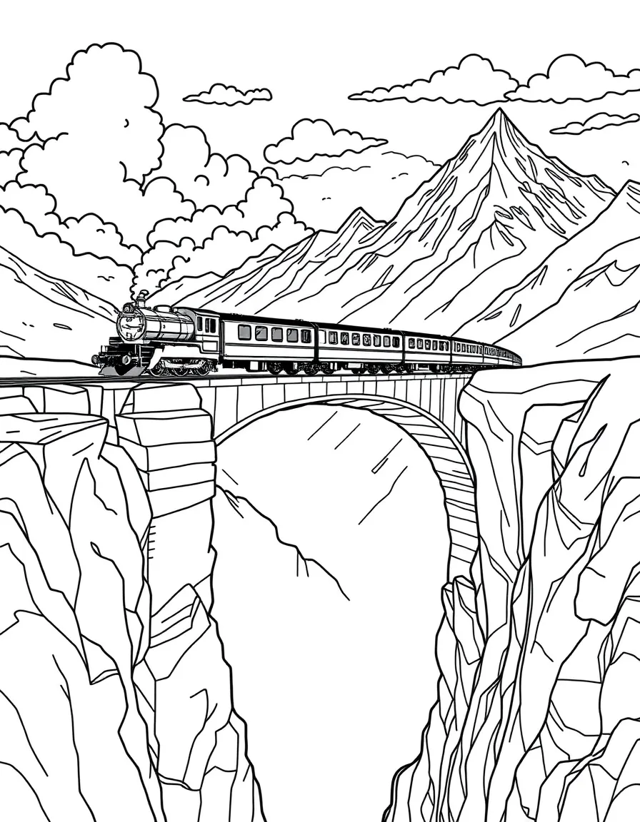 (Argentina) The "Tren a las Nubes" (Train to the Clouds) crossing a high bridge in the Andes mountains.