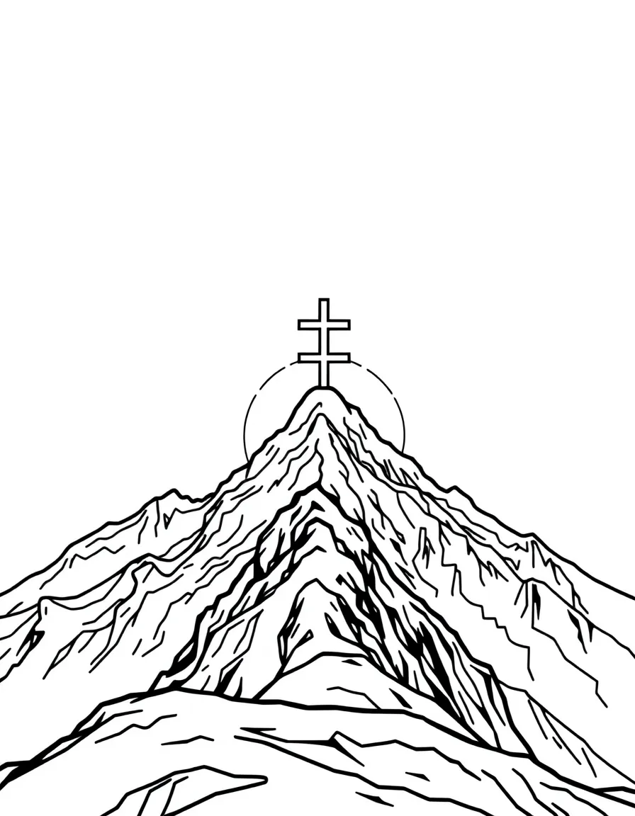 (Argentina) The Andes mountains at sunrise with the cross on the summit of Mount Aconcagua.