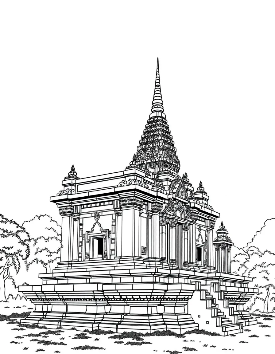 (Thailand) The ruins of an ancient Khmer-style temple with detailed carvings in Thailand’s countryside.