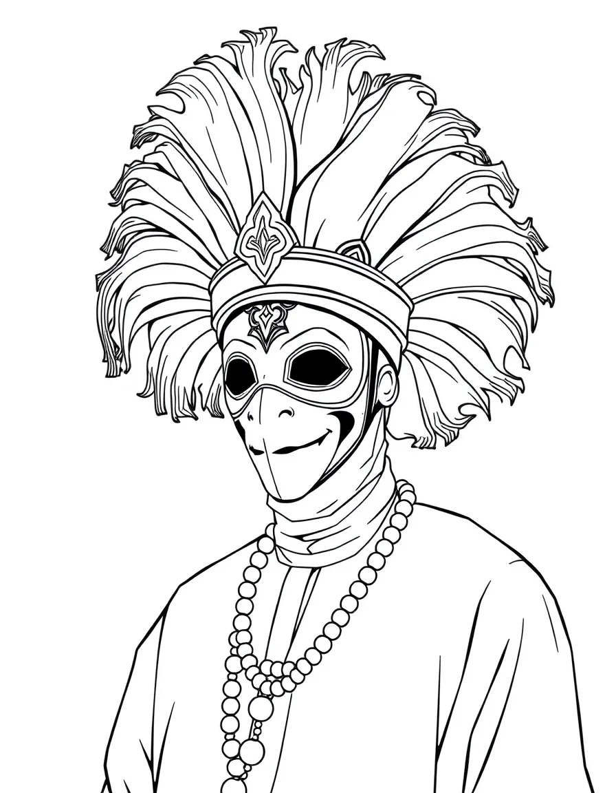 (Nigeria) An Eyo masquerade figure from Lagos, dressed in all white with a tall hat and mask.