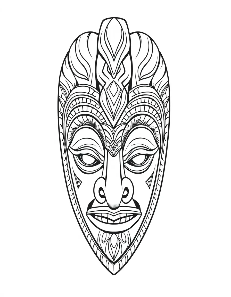 (Nigeria) A beautiful carved wooden mask with intricate patterns from Nigerian art.