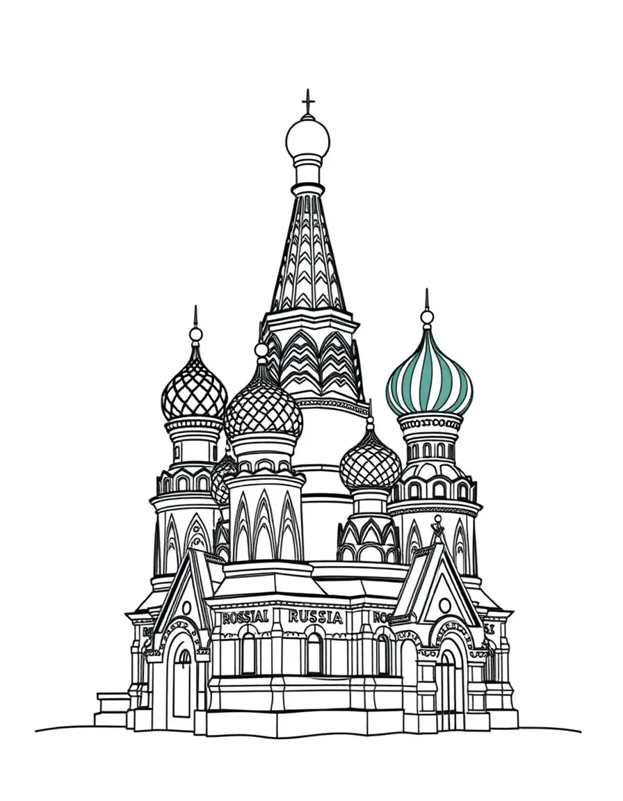 (Russia) Saint Basil’s Cathedral in Moscow with its colorful onion-shaped domes.