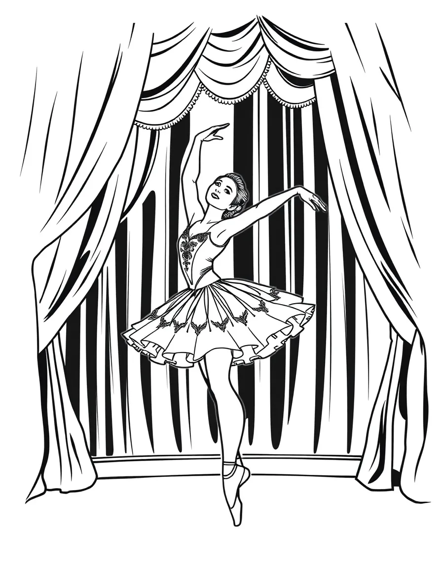 (Russia) A ballerina on stage performing a graceful ballet at the Bolshoi Theater.