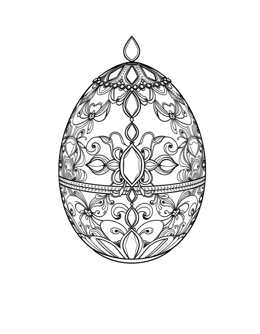 (Russia) A shiny Fabergé egg decorated with jewels and gold patterns.