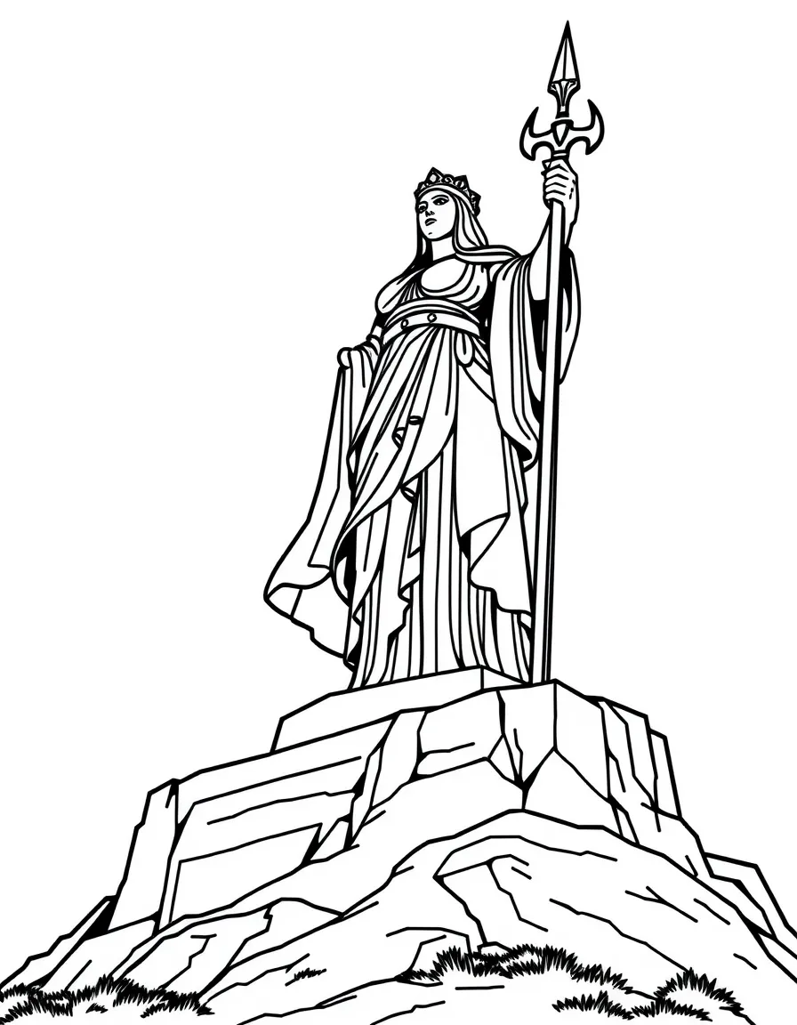 (Russia) The Motherland Calls statue (a giant woman with a sword) standing proudly on a hill.