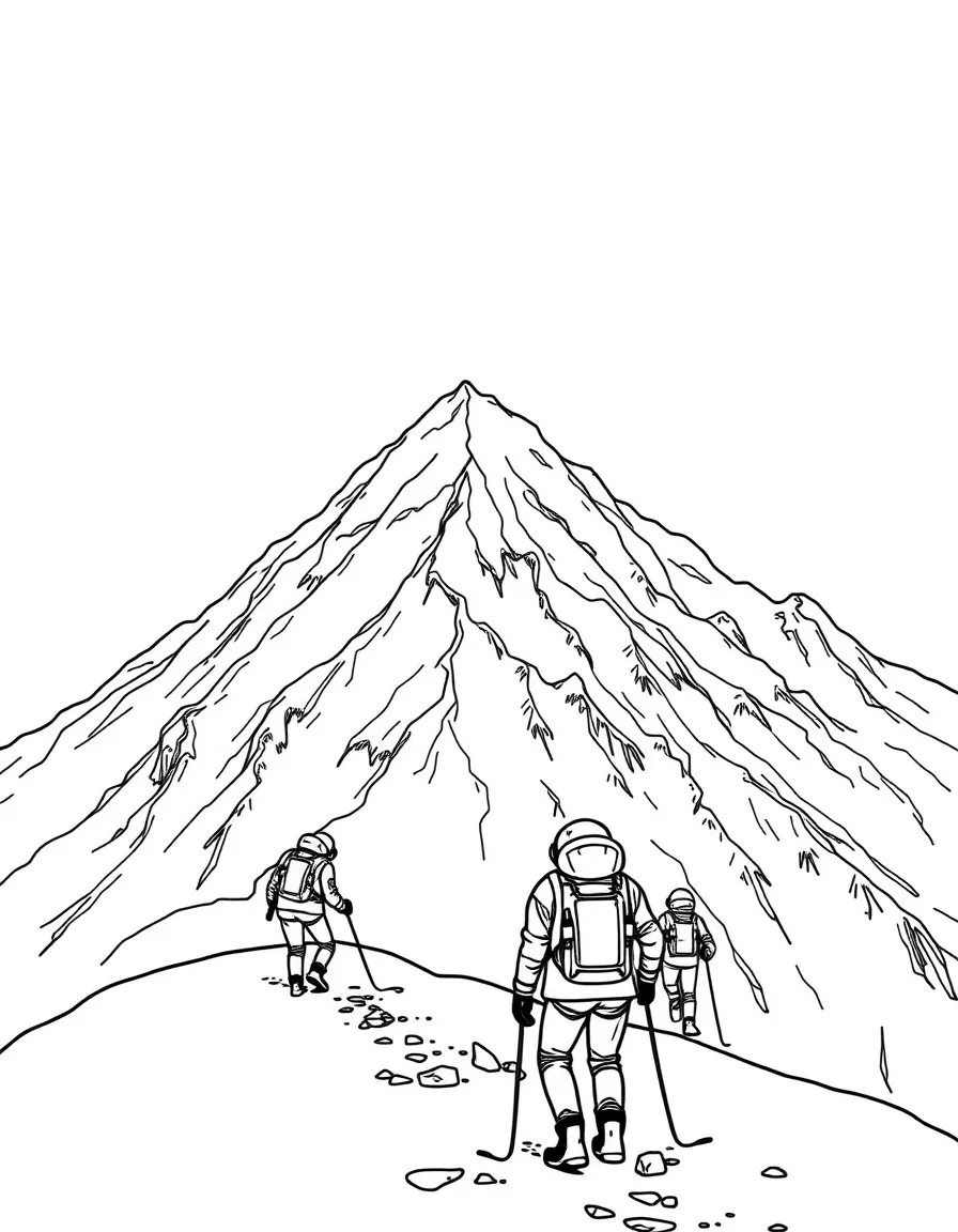 (Russia) Mount Elbrus, Europe’s highest peak, with climbers making their way up the snow.