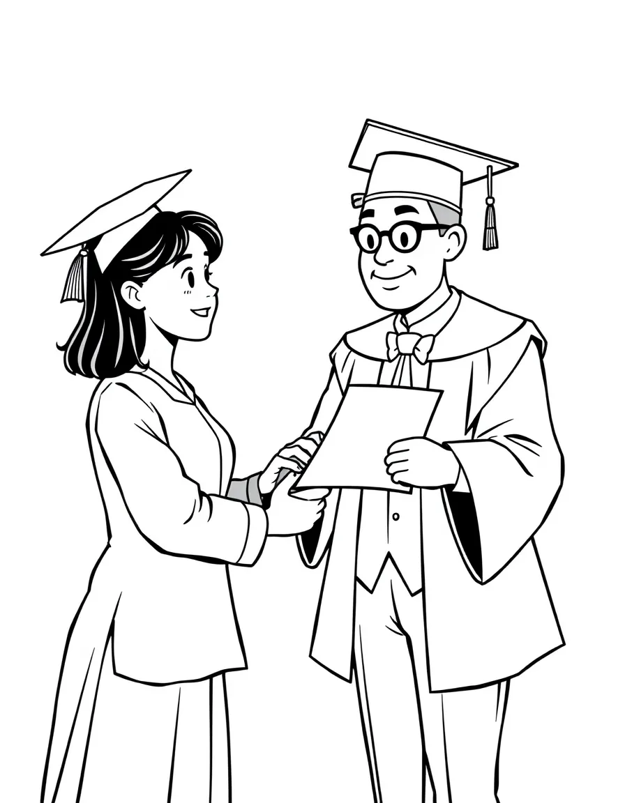 A principal handing out diplomas to a student