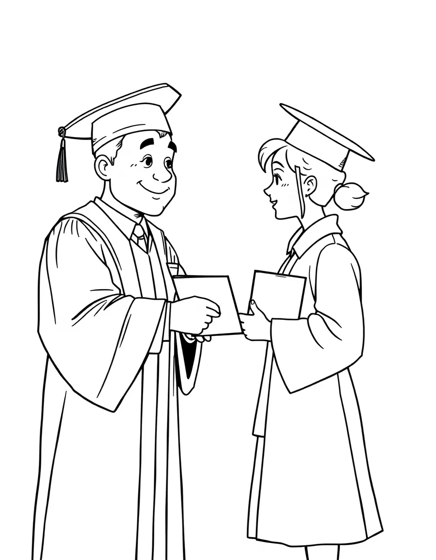 A principal handing out diplomas to a student