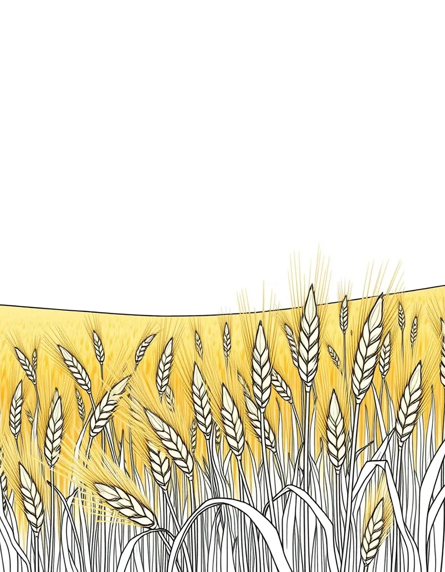 (Ukraine) Golden wheat fields waving under a clear blue sky.