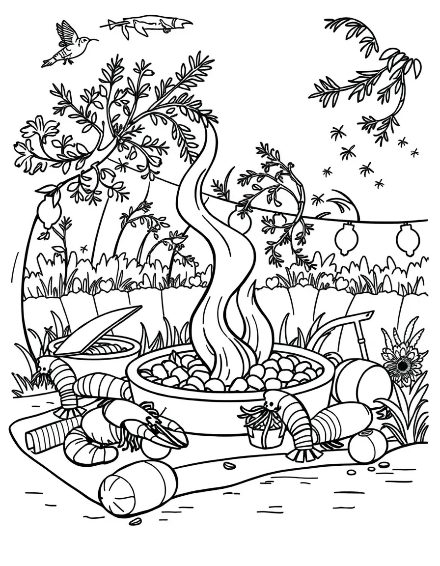 (Mississippi) A crawfish boil picnic scene