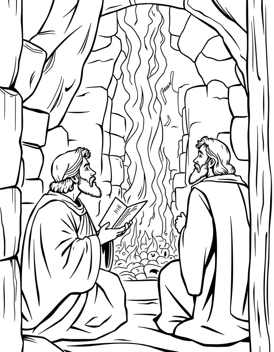 Paul and Silas singing hymns in the prison, while the earthquake occurs.