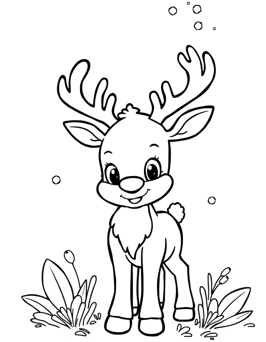 Cheerful cartoon deer coloring page