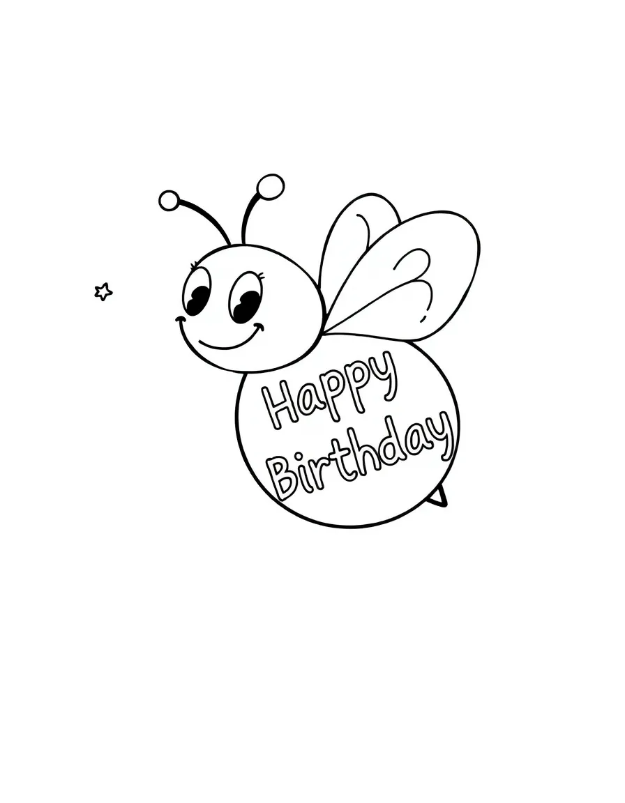 A busy **bee** delivering a birthday message that says "Happy Birthday".