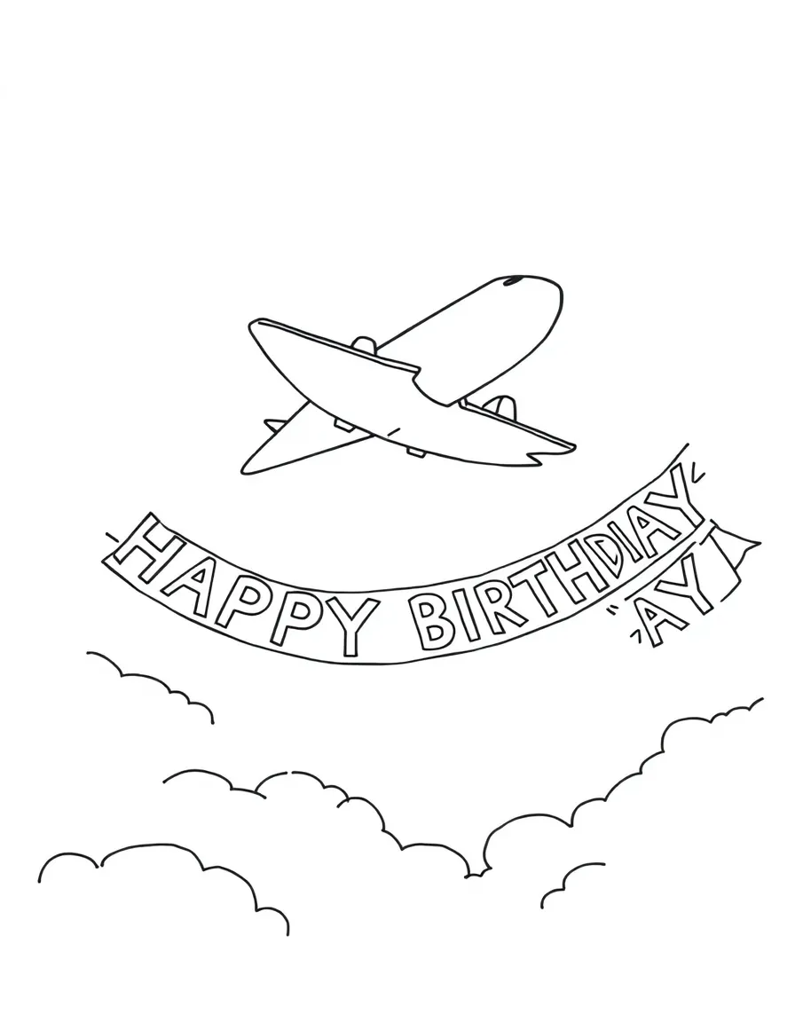 A soaring **airplane** trailing a "Happy Birthday" banner in the sky.
