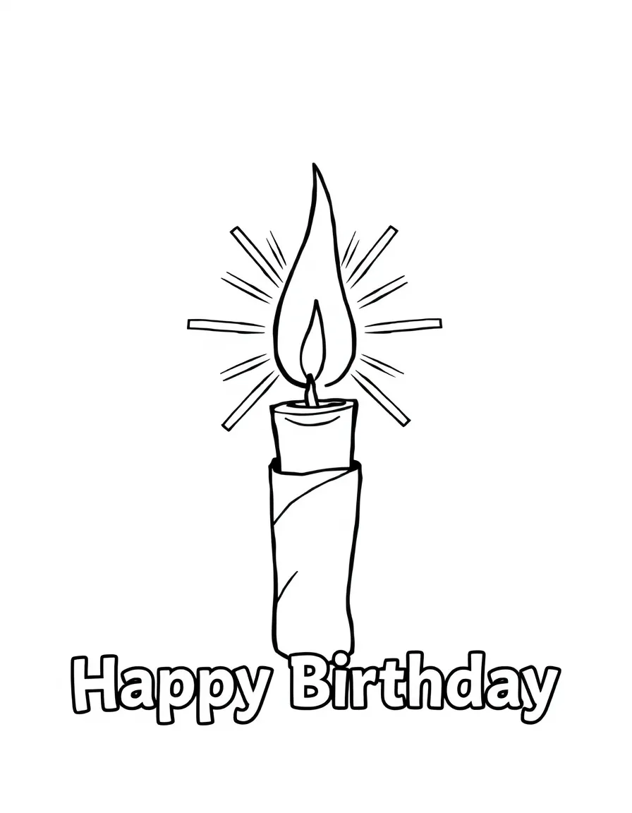 A bright **birthday candle** shining brightly and saying "Happy Birthday".