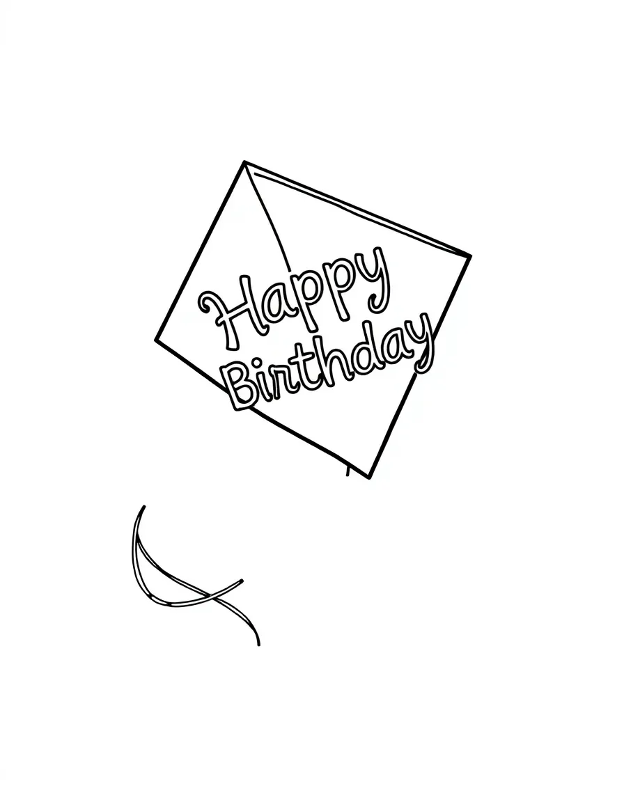 A playful **kite** soaring with a birthday message that says "Happy Birthday".