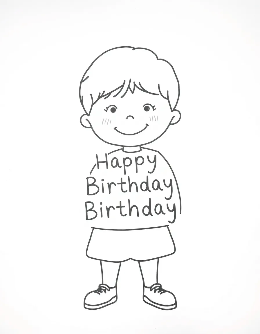 A child drawing a **birthday picture** that says "Happy Birthday".