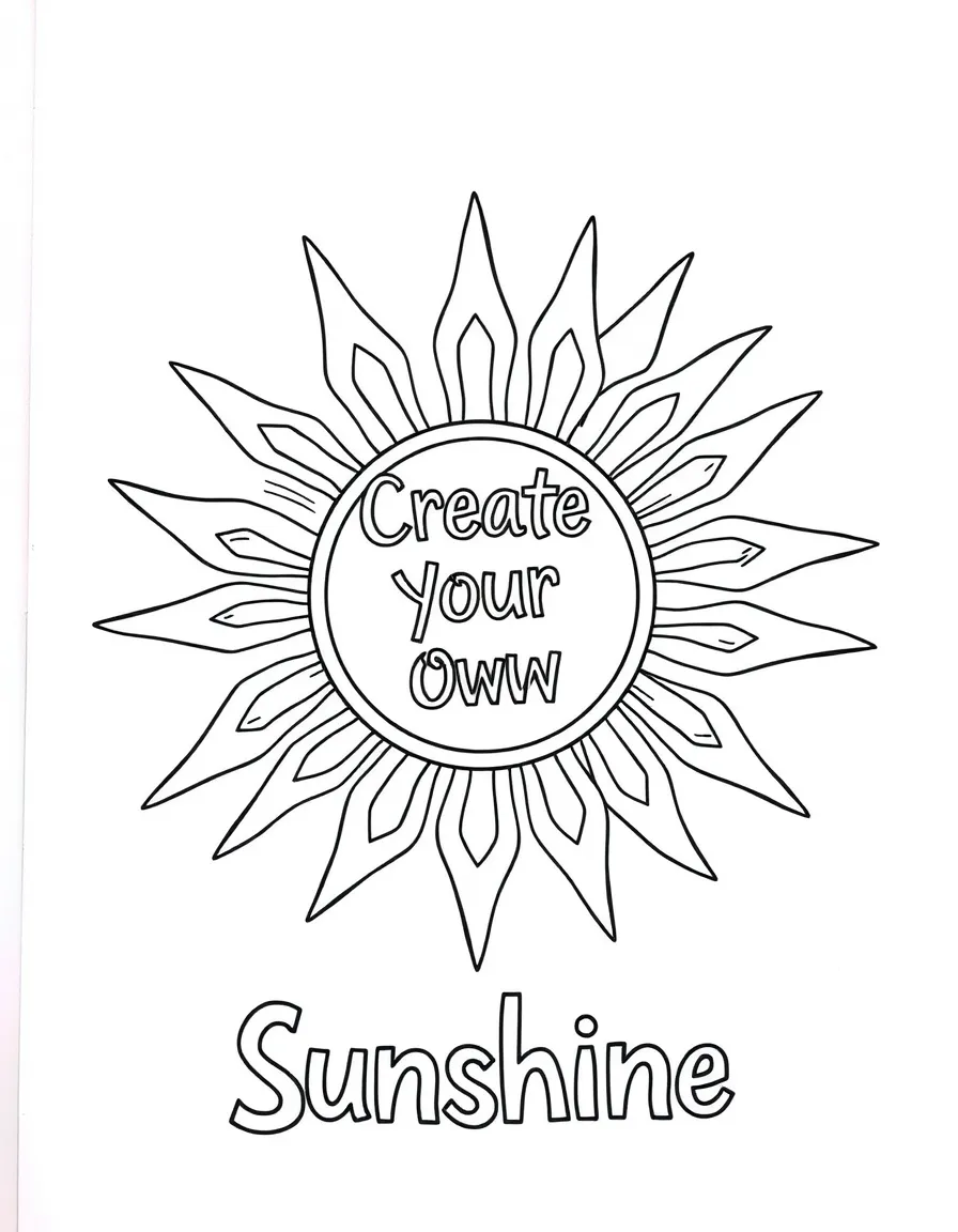 **Create Your Own Sunshine** vibrant coloring page, include the text "Create Your Own Sunshine".