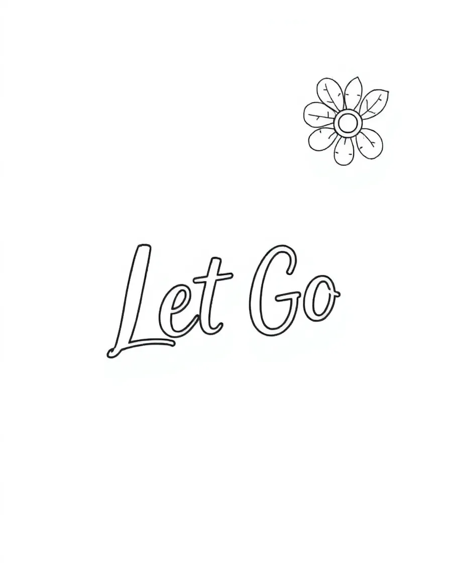 **Let Go** liberating coloring page, include the text "Let Go".