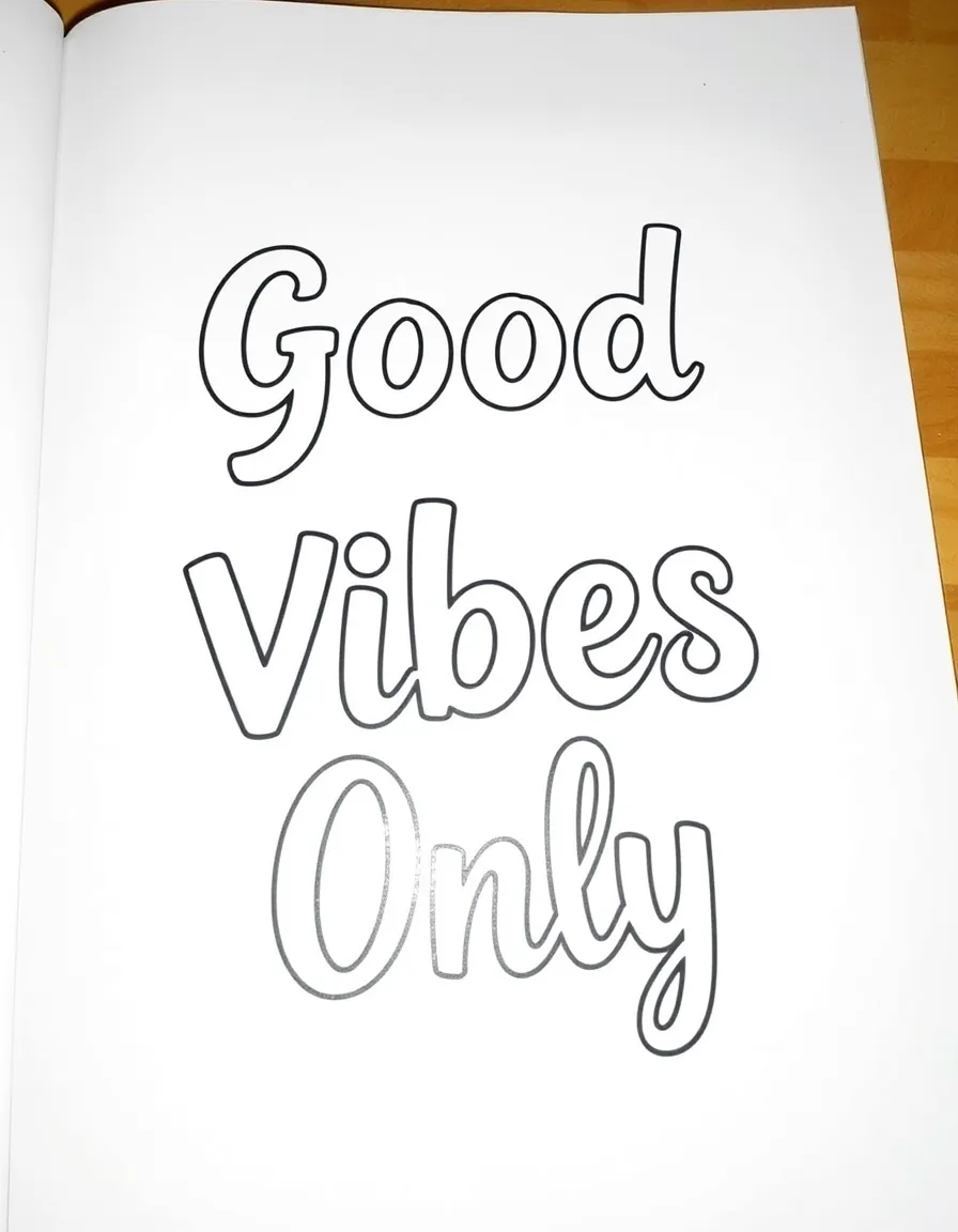 **Good Vibes Only** positive energy coloring page, include the text "Good Vibes Only".