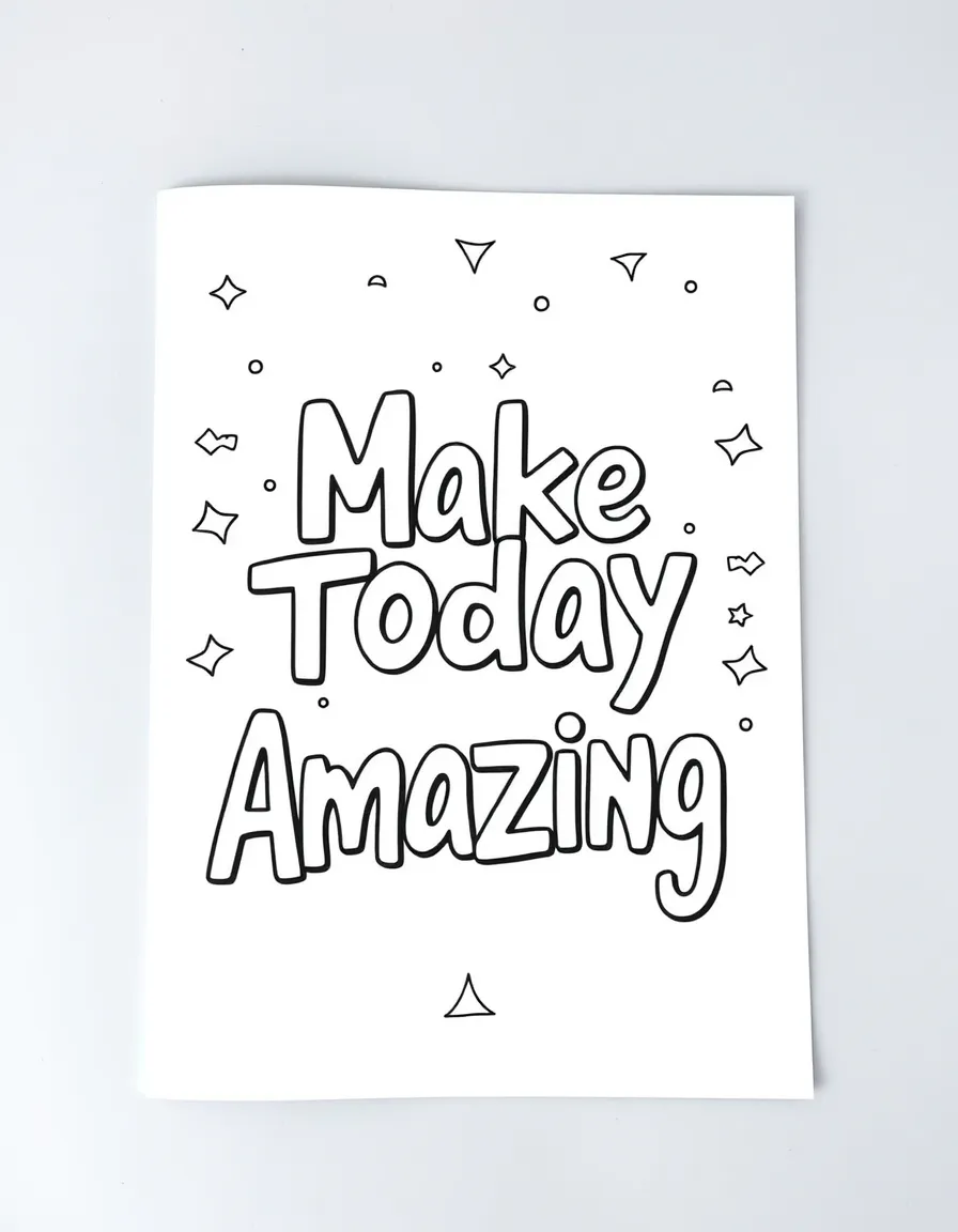 **Make Today Amazing** energetic coloring page, include the text "Make Today Amazing".