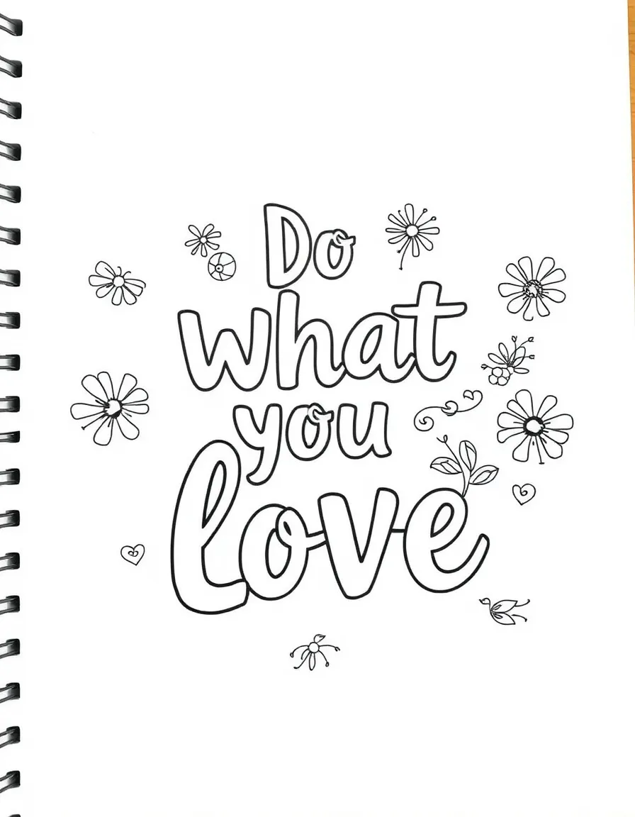 **Do What You Love** passionate coloring page, include the text "Do What You Love".