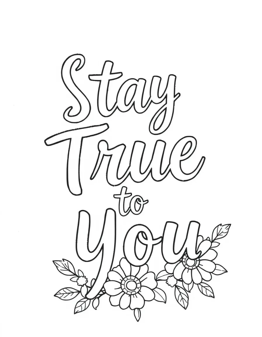 **Stay True to You** authentic coloring page, include the text "Stay True to You".