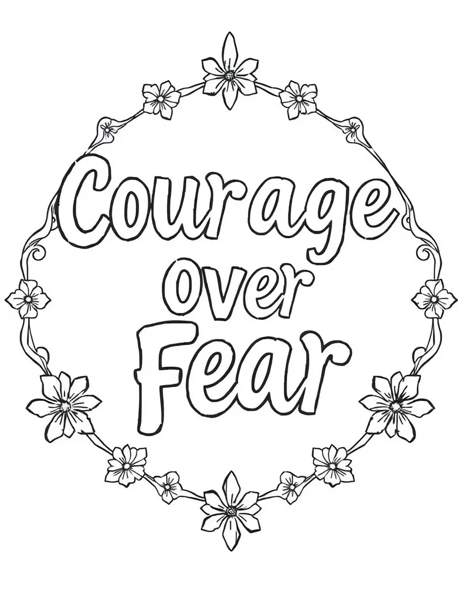 **Courage Over Fear** brave coloring page, include the text "Courage Over Fear".