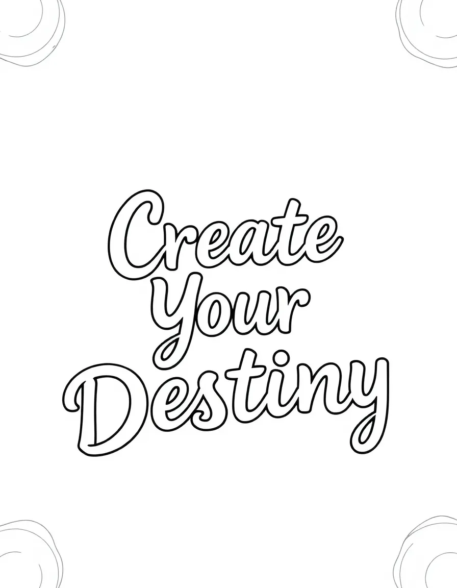 **Create Your Destiny** ambitious coloring page, include the text "Create Your Destiny".