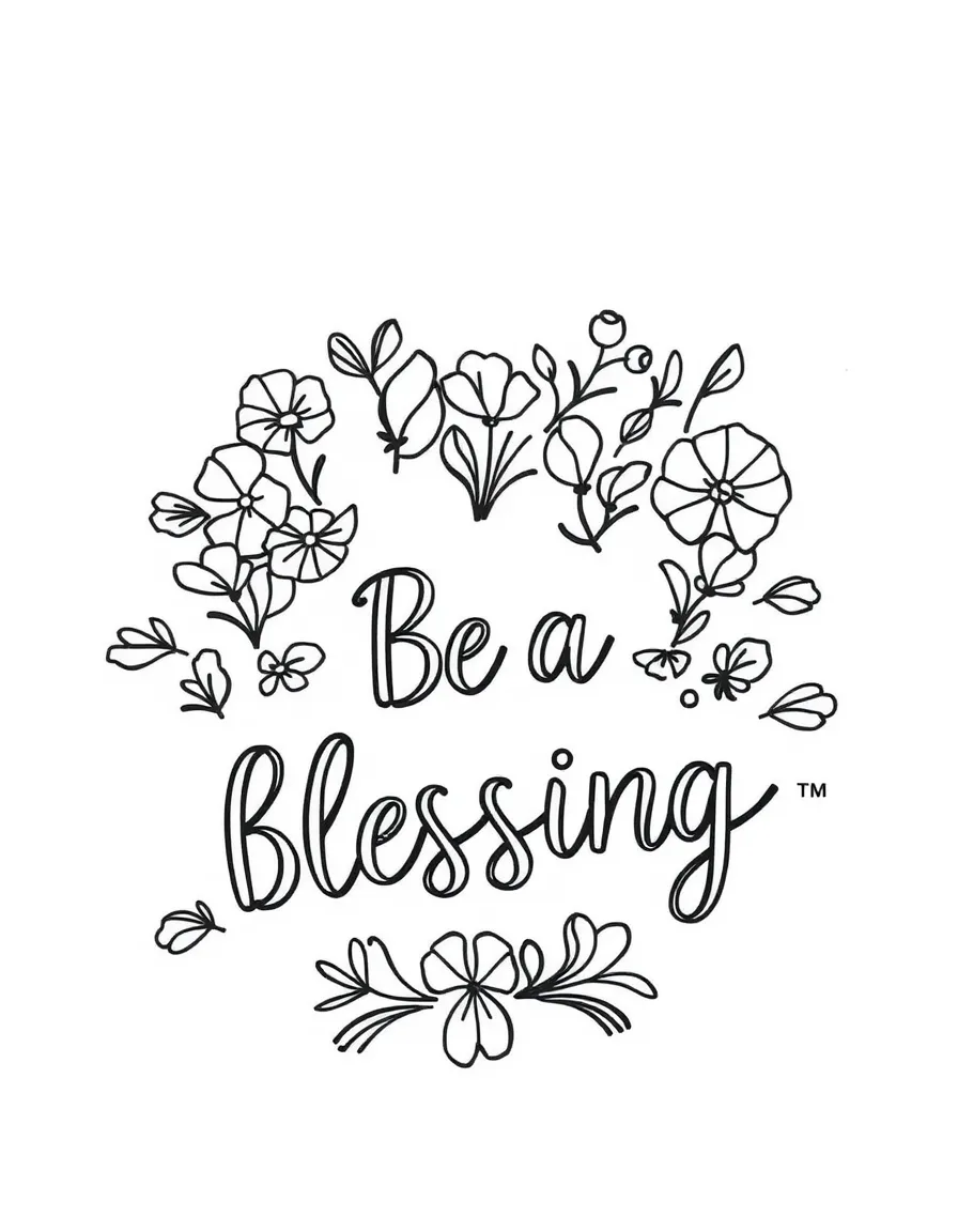 **Be a Blessing** generosity coloring page, include the text "Be a Blessing".