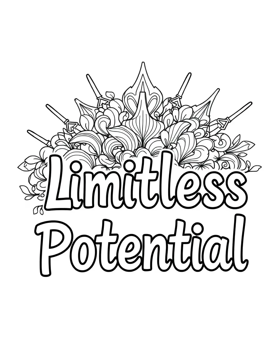 **Limitless Potential** expansive coloring page, include the text "Limitless Potential".