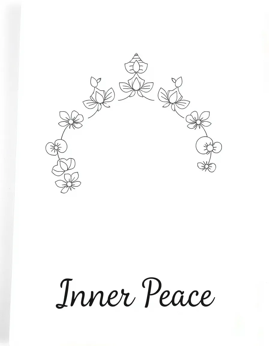 **Inner Peace** tranquil coloring page, include the text "Inner Peace".