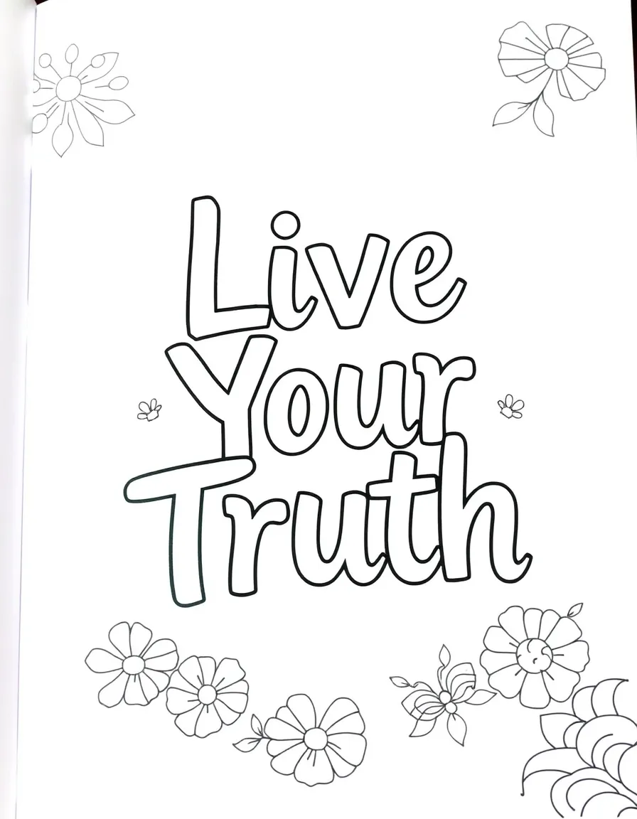 **Live Your Truth** authentic coloring page, include the text "Live Your Truth".