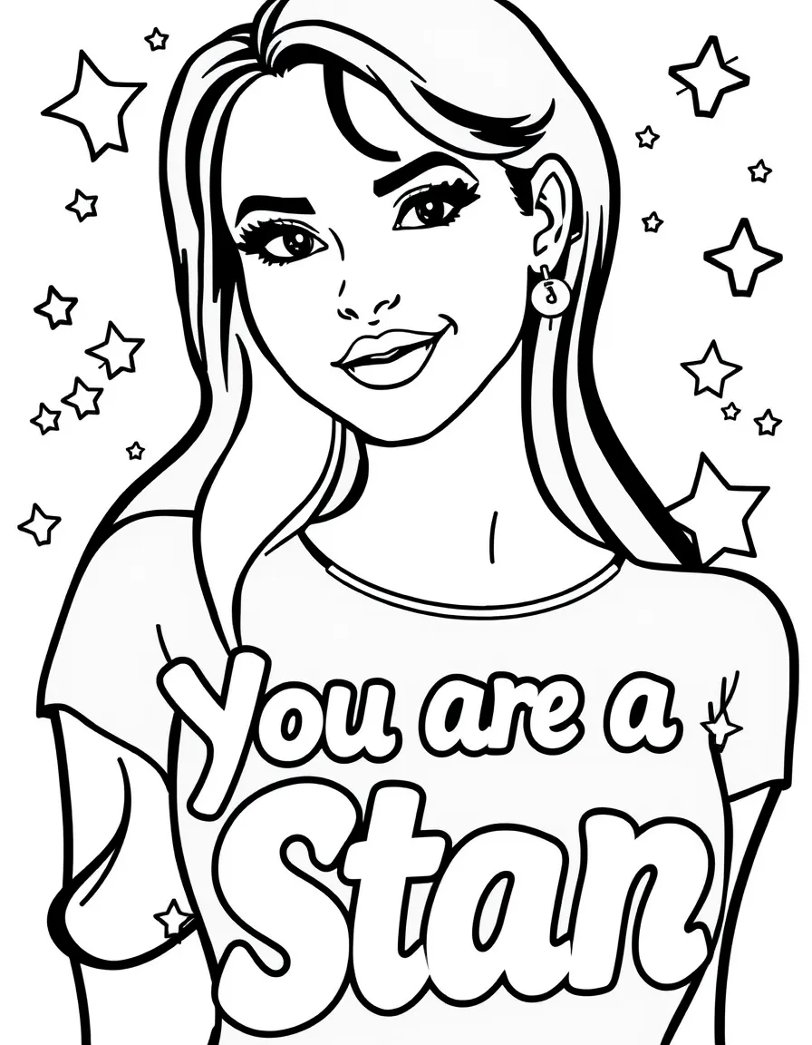 **You are a Star** celebrity coloring page, include the text "You are a Star".