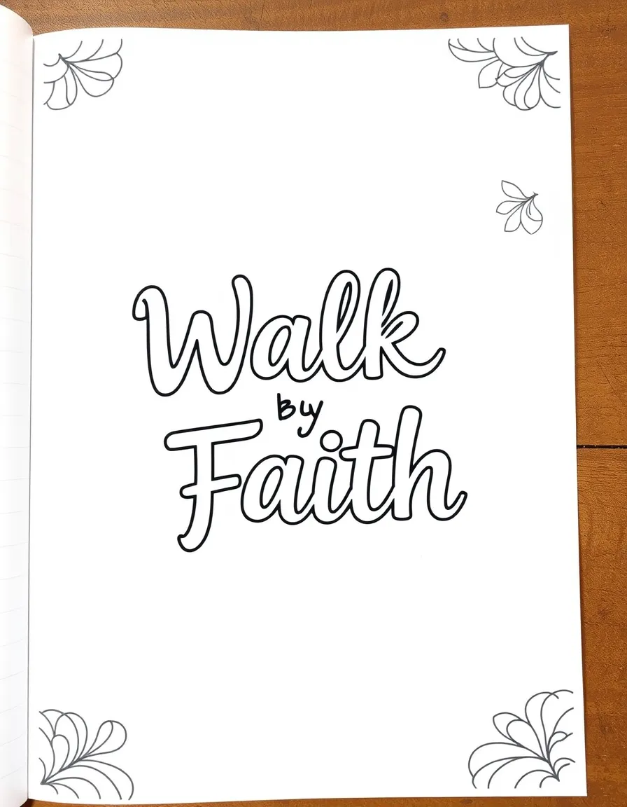 **Walk by Faith** spiritual coloring page, include the text "Walk by Faith".