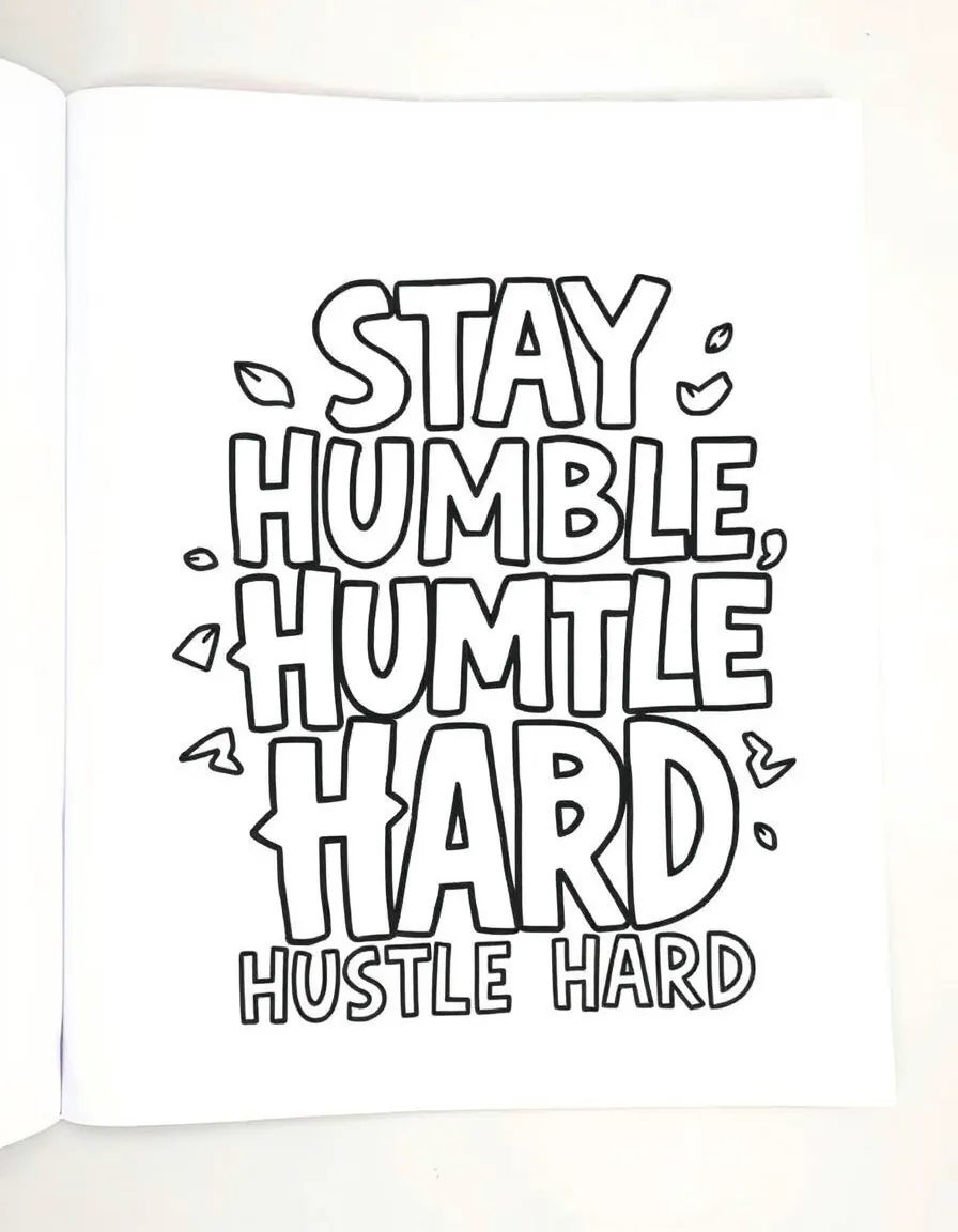 **Stay Humble, Hustle Hard** dedicated coloring page, include the text "Stay Humble, Hustle Hard".