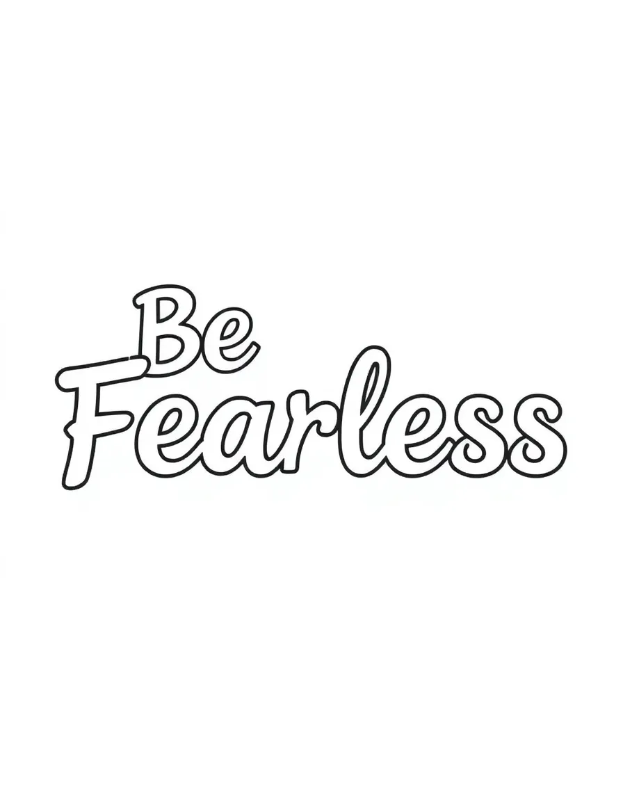 **Be Fearless** bold coloring page, include the text "Be Fearless".