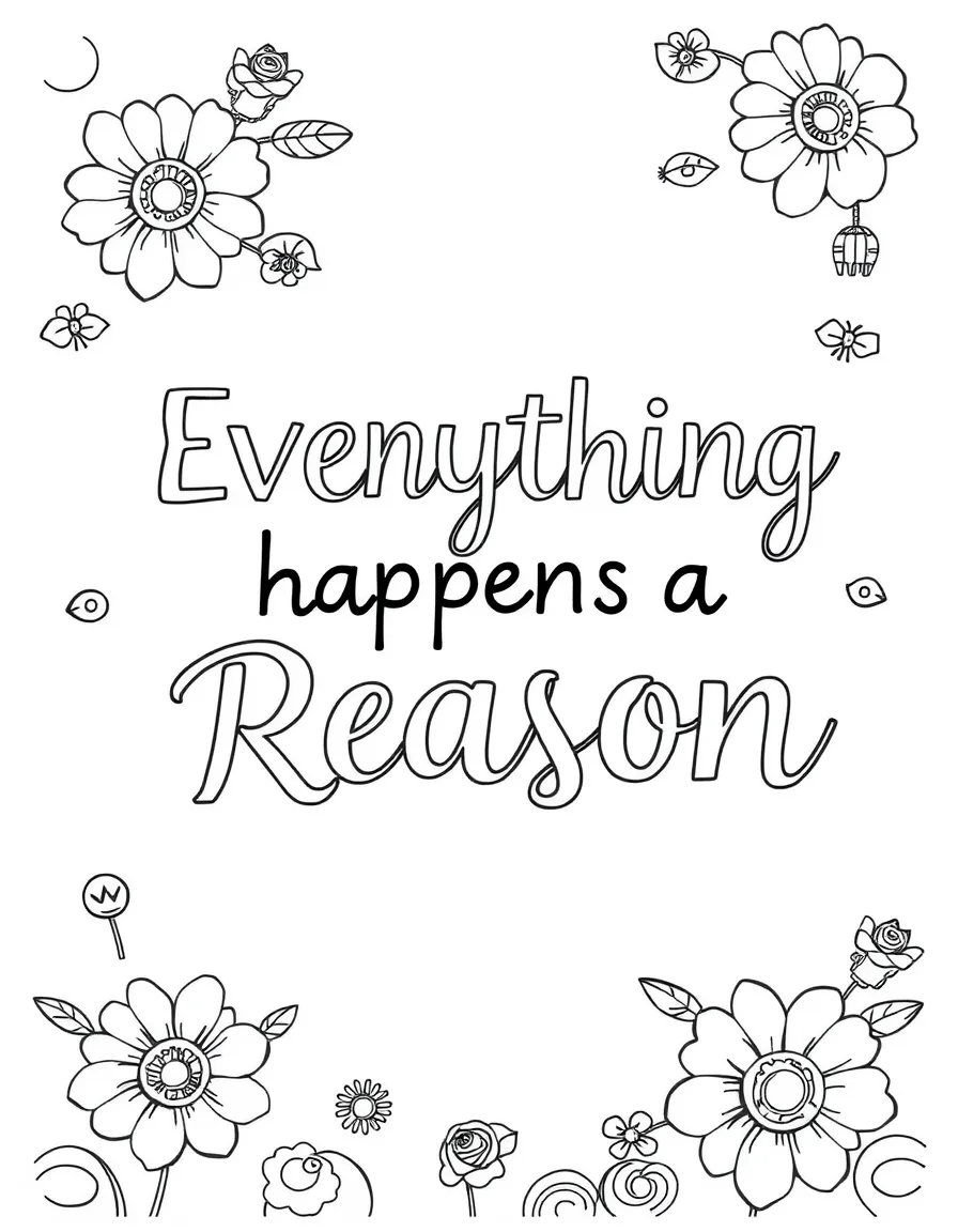 **Everything Happens for a Reason** accepting coloring page, include the text "Everything Happens for a Reason".