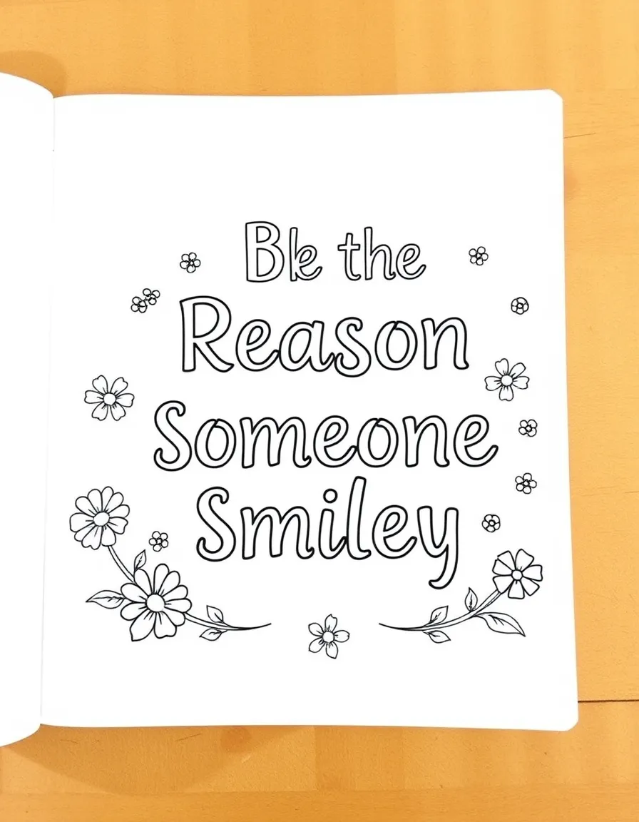 **Be the Reason Someone Smiles Today** compassionate coloring page, include the text "Be the Reason Someone Smiles Today".