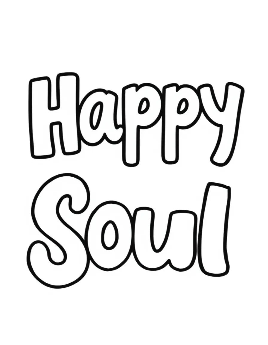 **Happy Soul** cheerful coloring page, include the text "Happy Soul".