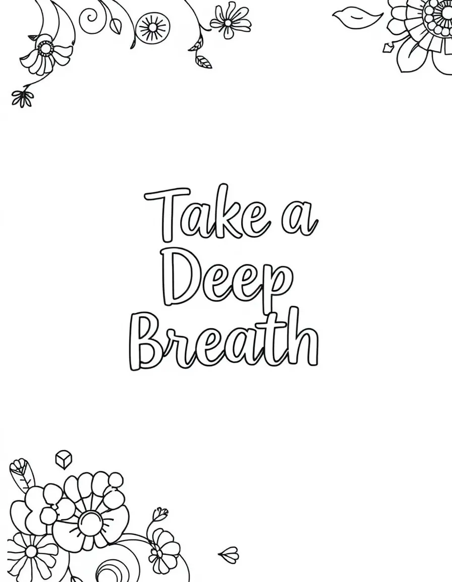 **Take a Deep Breath** calming coloring page, include the text "Take a Deep Breath".