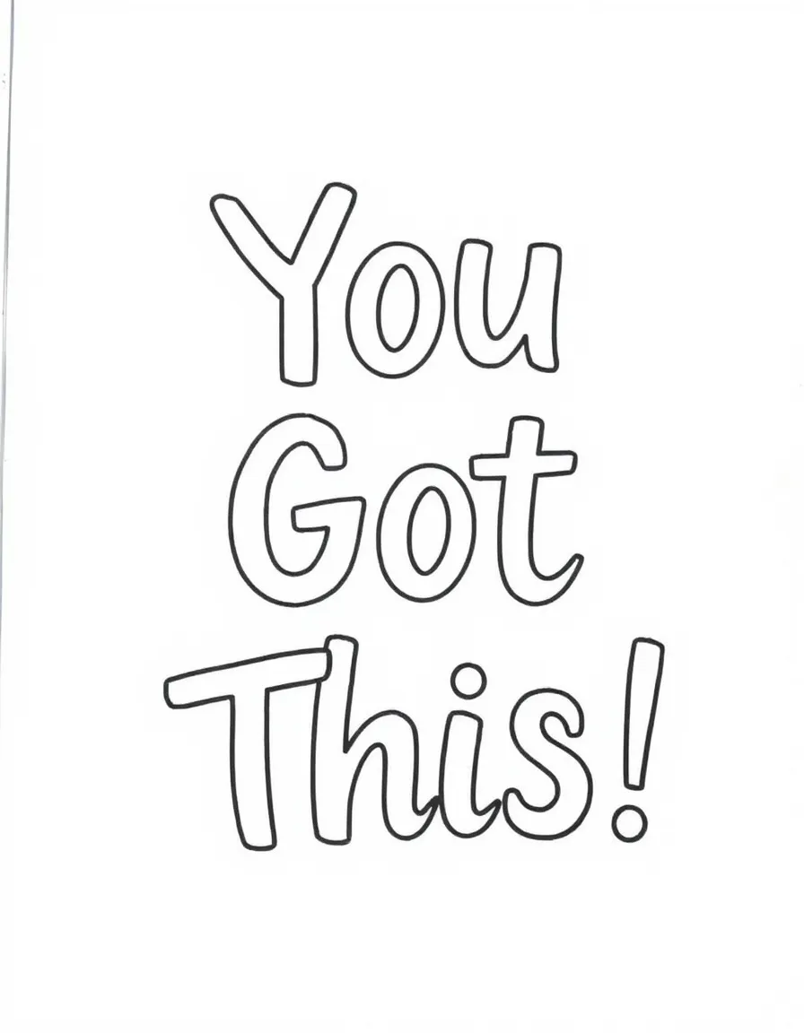 **You Got This** encouraging coloring page, include the text "You Got This".