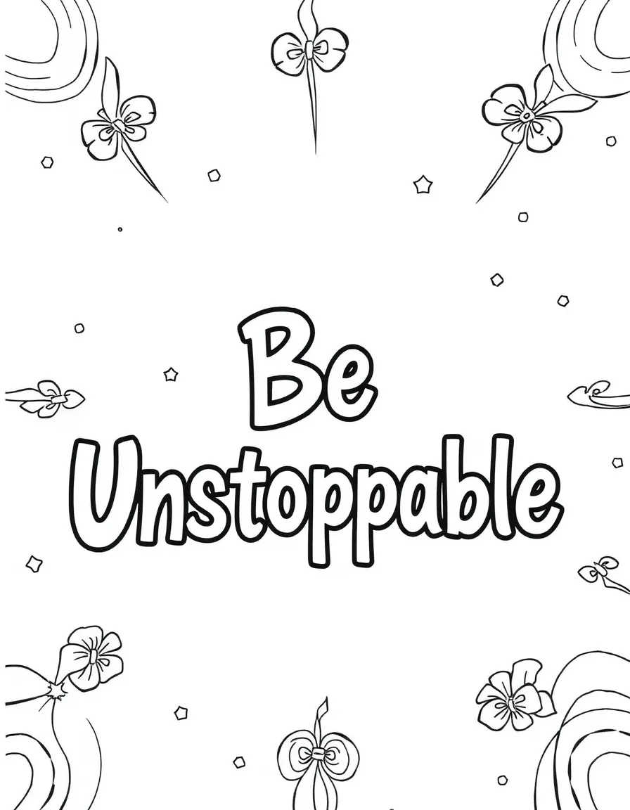 **Be Unstoppable** determined coloring page, include the text "Be Unstoppable".