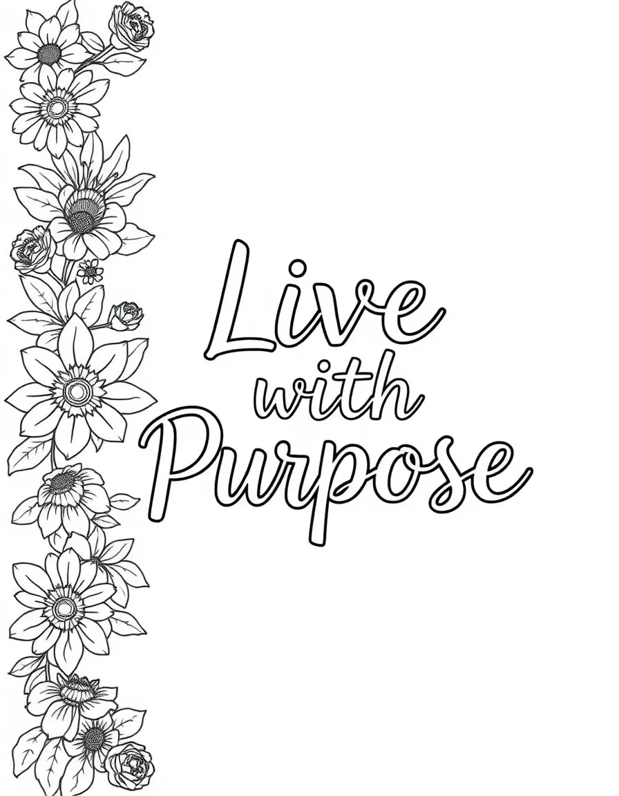 **Live with Purpose** intentional living coloring page, include the text "Live with Purpose".