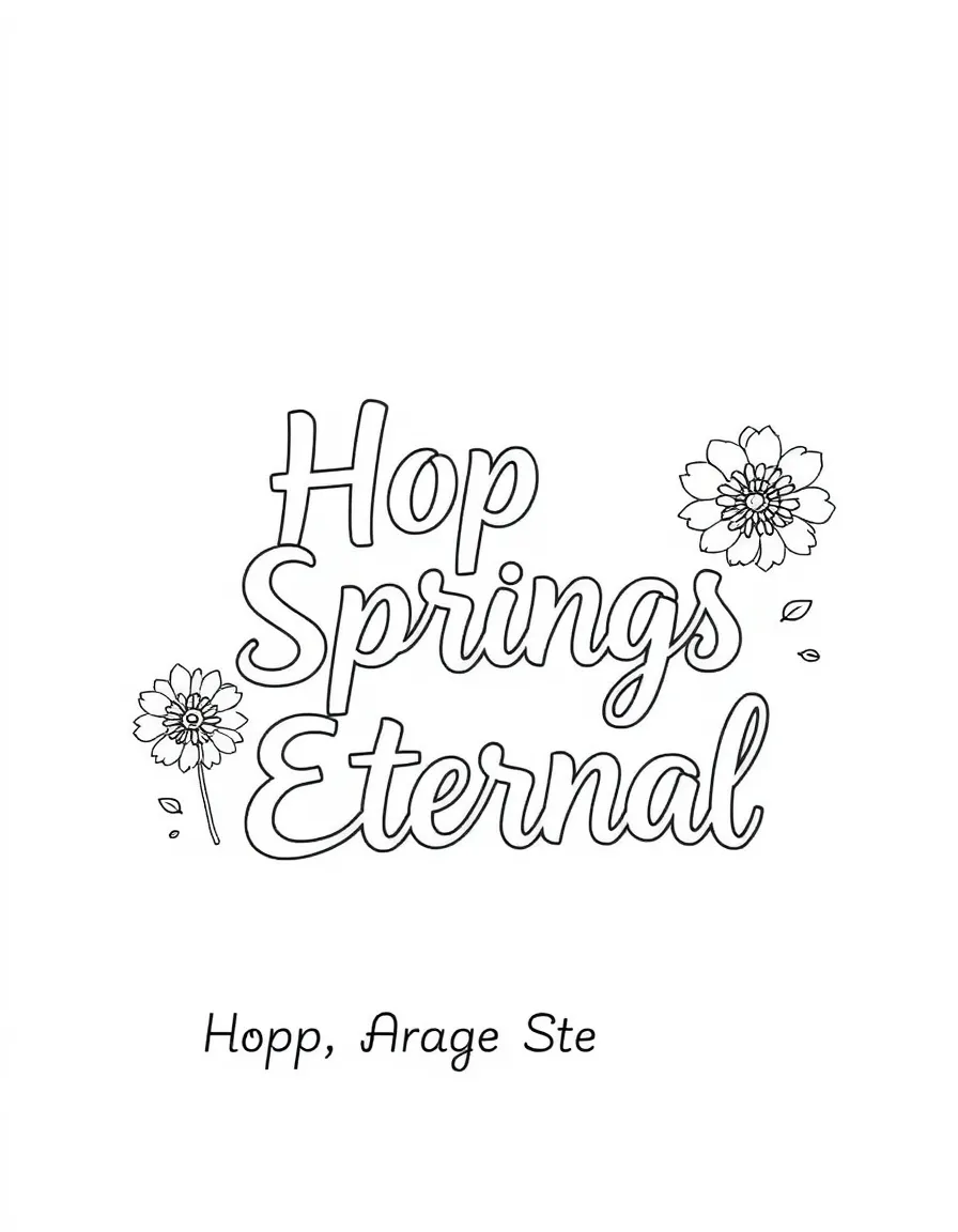 **Hope Springs Eternal** continuous hope coloring page, include the text "Hope Springs Eternal".