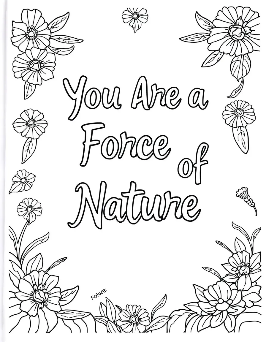 **You Are a Force of Nature** powerful coloring page, include the text "You Are a Force of Nature".
