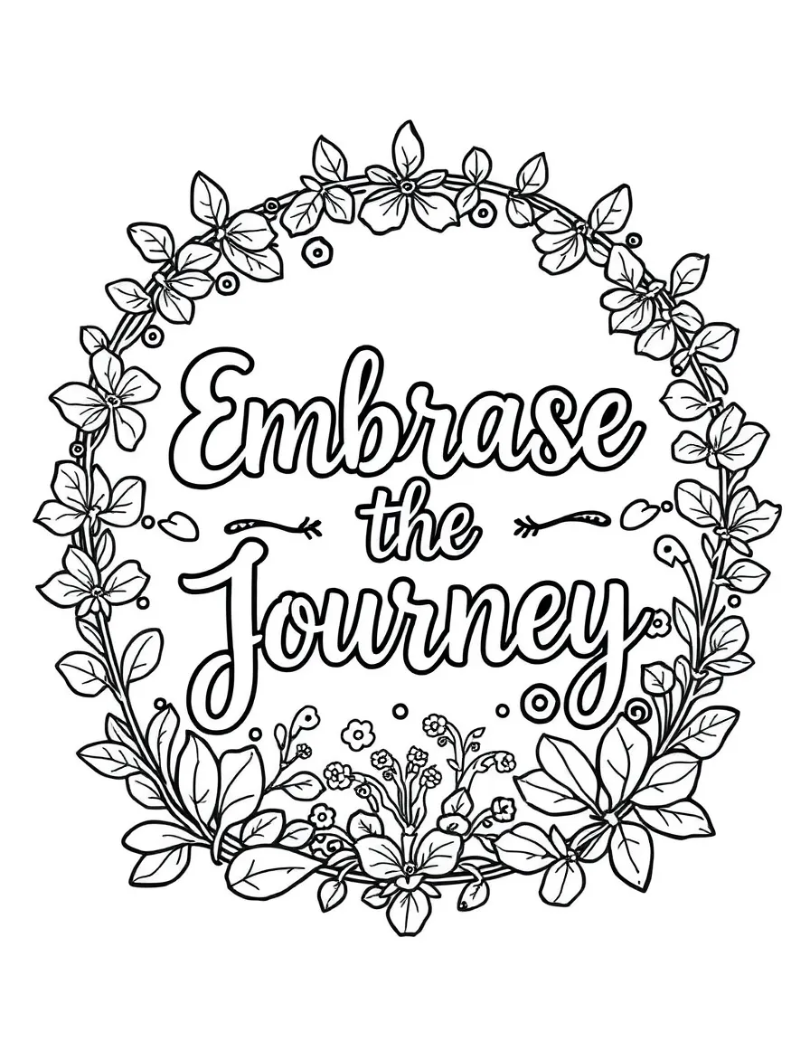 **Embrace the Journey** accepting path coloring page, include the text "Embrace the Journey".