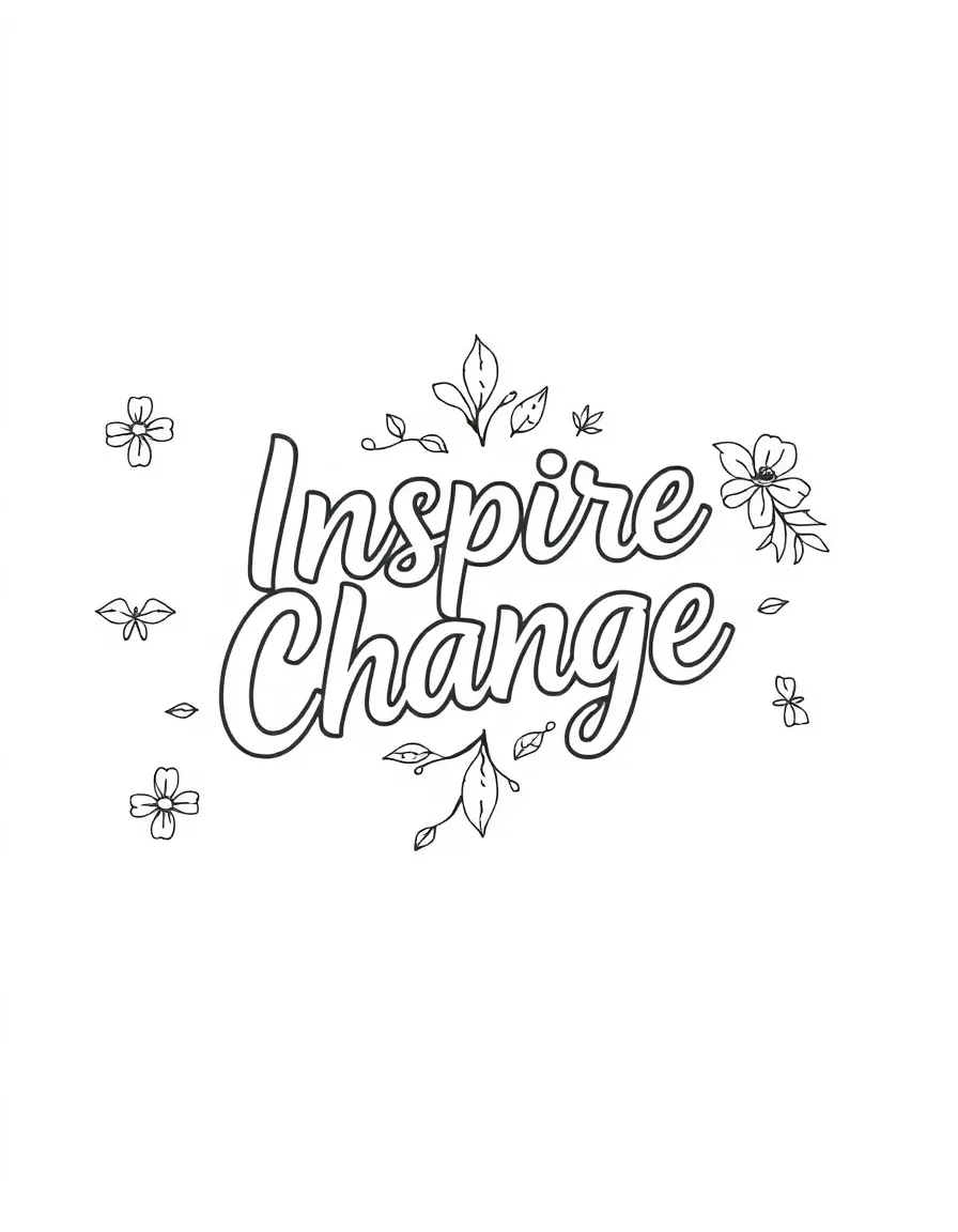 **Inspire Change** transformative coloring page, include the text "Inspire Change".